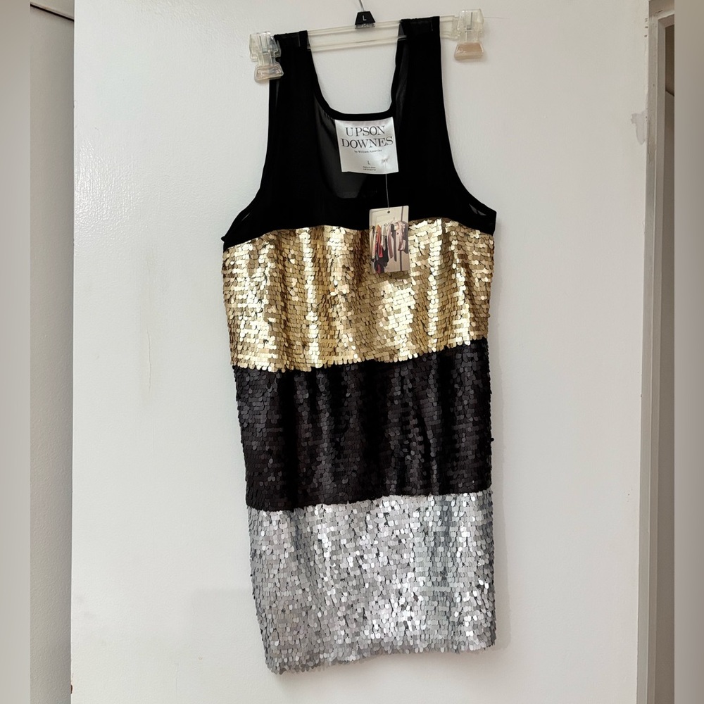 Gold, Black, and Silver Sequin Dress